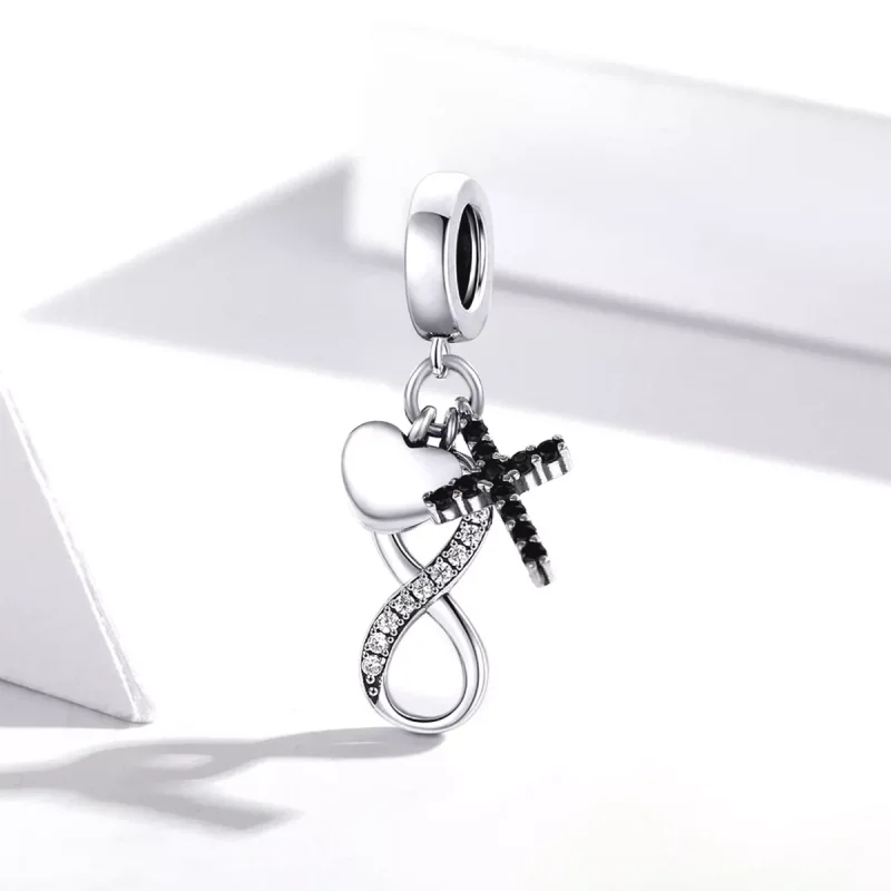 (resim) Pandora tarzı sonsuzluk çapraz ve kalp Sallantılı Charm - SCC1713 - Görüntüle 2