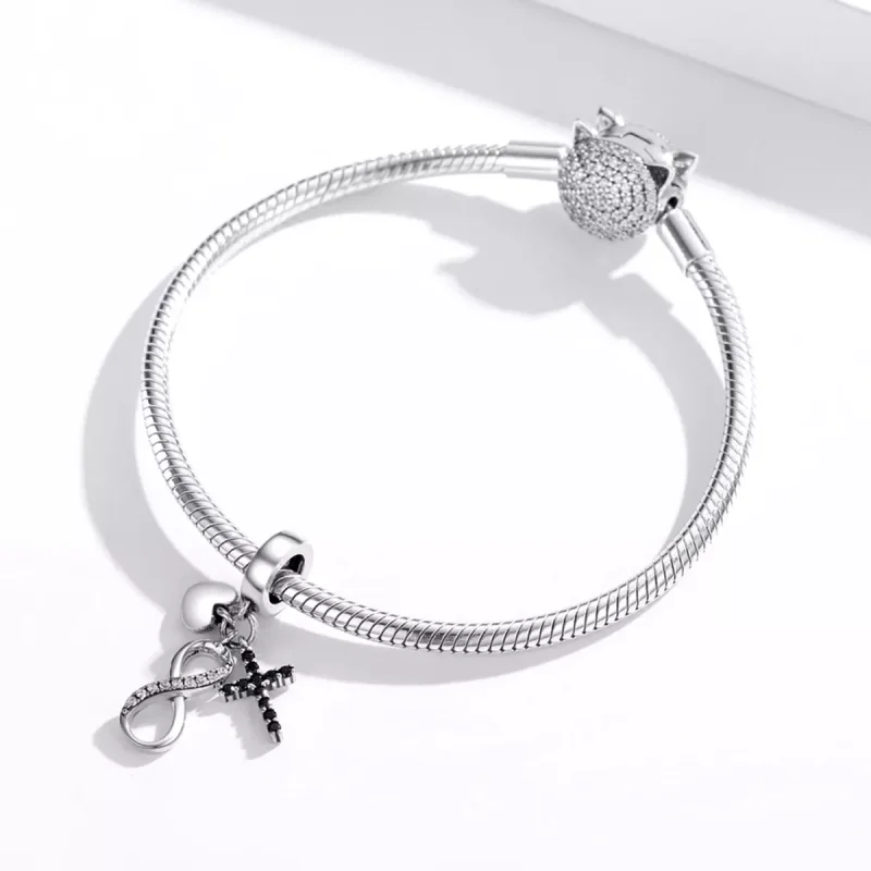 (resim) Pandora tarzı sonsuzluk çapraz ve kalp Sallantılı Charm - SCC1713 - Görüntüle 3