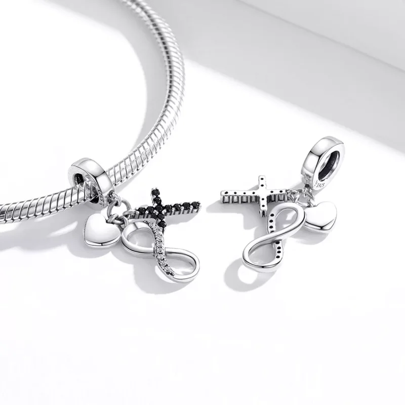 (resim) Pandora tarzı sonsuzluk çapraz ve kalp Sallantılı Charm - SCC1713 - Görüntüle 4