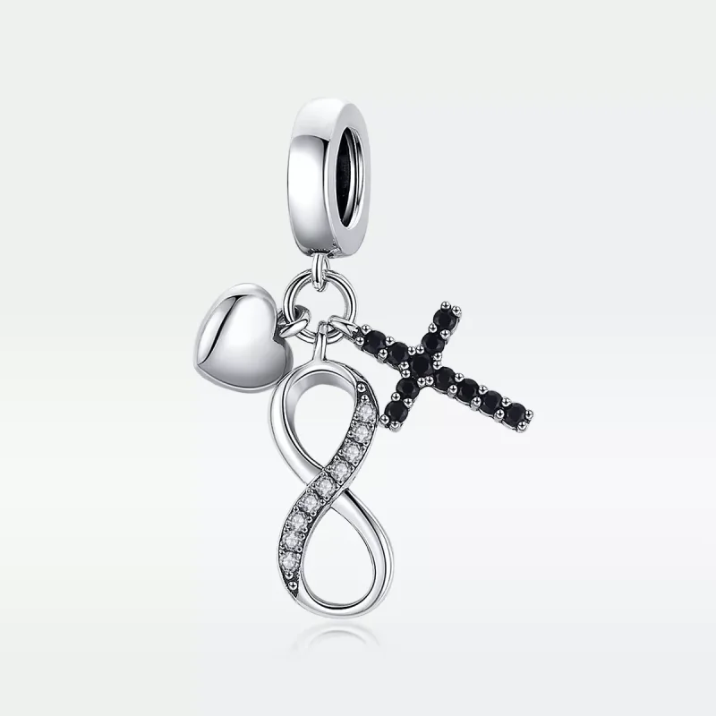 (resim) Pandora tarzı sonsuzluk çapraz ve kalp Sallantılı Charm - SCC1713 - Görüntüle 5