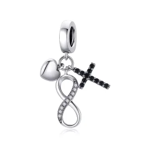(resim) Pandora tarzı sonsuzluk çapraz ve kalp Sallantılı Charm - SCC1713
