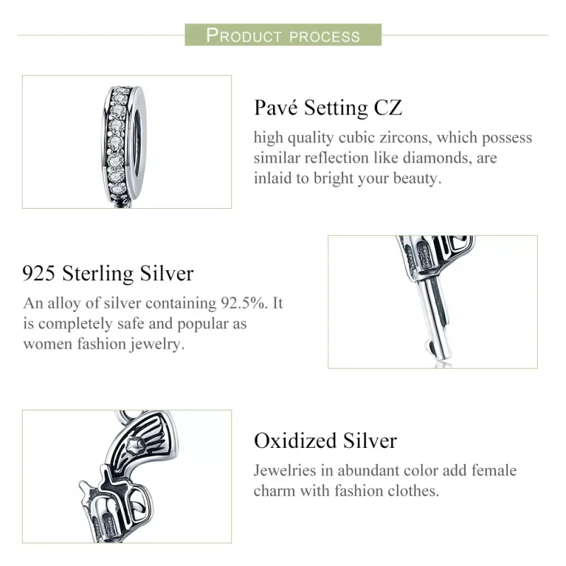 (resim) Pandora tarzı Tabanca Sallantılı Charm - SCC508 - Görüntüle 6