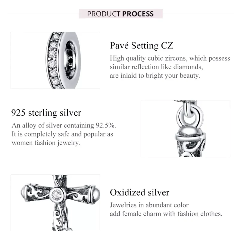 (resim) Pandora tarzı Vintage Haç Sallantılı Charm - BSC313 - Görüntüle 7