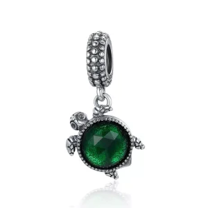 (resim) Pandora tarzı yeşil kaplumbağa Sallantılı Charm - SCC281