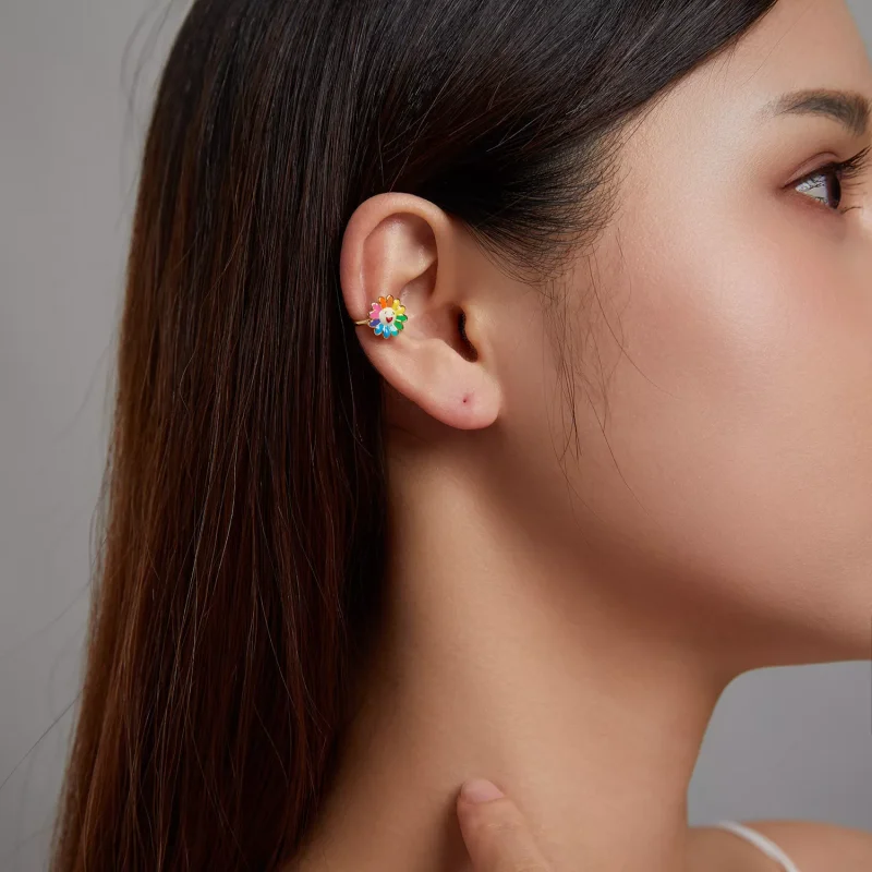(resim) Pandora tarzı Pop Güneş Çiçeği Kulak Klipsi - SCE1235 - Görüntüle 3