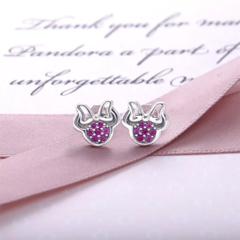 (resim) Disney Minnie silver stud earrings with red cubic zirconia - 290580CZR - Görüntüle 2