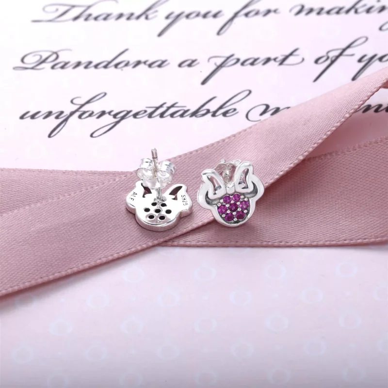 (resim) Disney Minnie silver stud earrings with red cubic zirconia - 290580CZR - Görüntüle 3