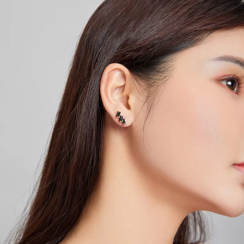 (resim) Pandora tarzı 14k altın kaplama Katı Çi̇vi̇ küpeler - SCE1051-BK - Görüntüle 4