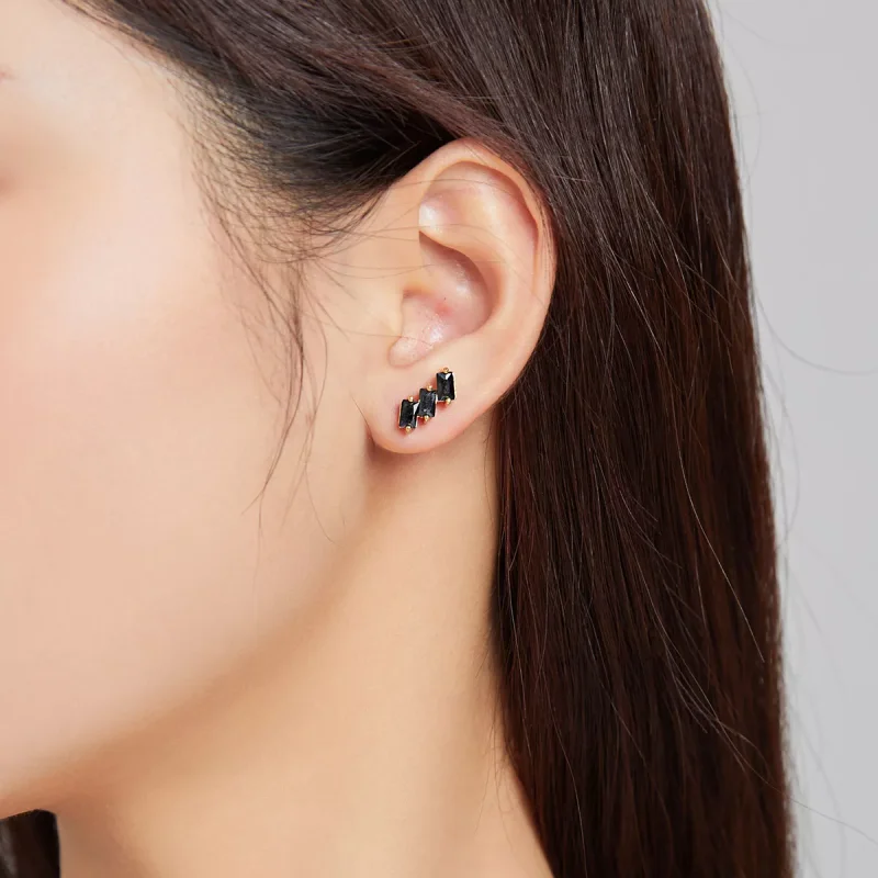 (resim) Pandora tarzı 14k altın kaplama Katı Çi̇vi̇ küpeler - SCE1051-BK - Görüntüle 5