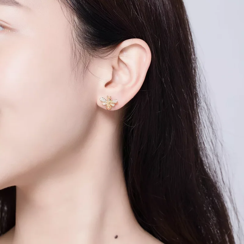 (resim) Pandora tarzı 14k altın kaplama Reiki Arı Çi̇vi̇ küpeler - SCE344-B - Görüntüle 6