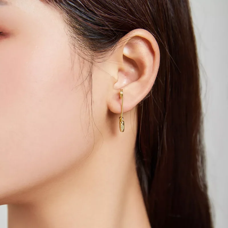 (resim) Pandora tarzı 14k altın kaplama Snap-Pin Saplama-Basit Çi̇vi̇ küpeler - SCE1086 - Görüntüle 3