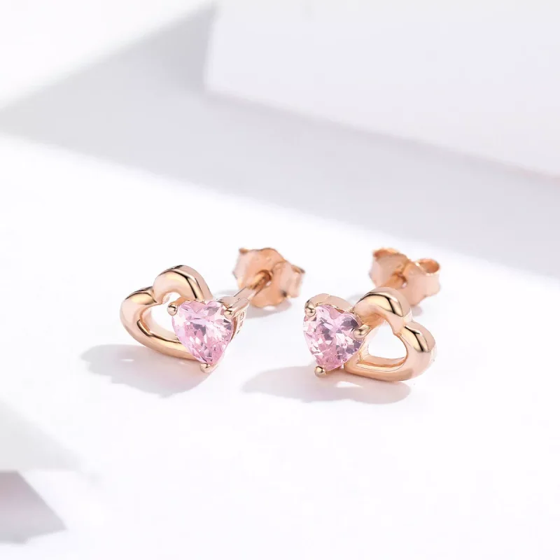 (resim) Pandora tarzı 14k rose altın kaplama Çarpıntı Çi̇vi̇ küpeler - SCE090-C - Görüntüle 2