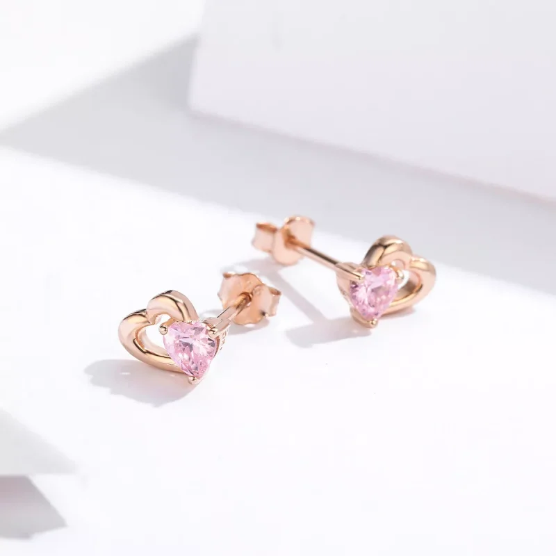(resim) Pandora tarzı 14k rose altın kaplama Çarpıntı Çi̇vi̇ küpeler - SCE090-C - Görüntüle 3