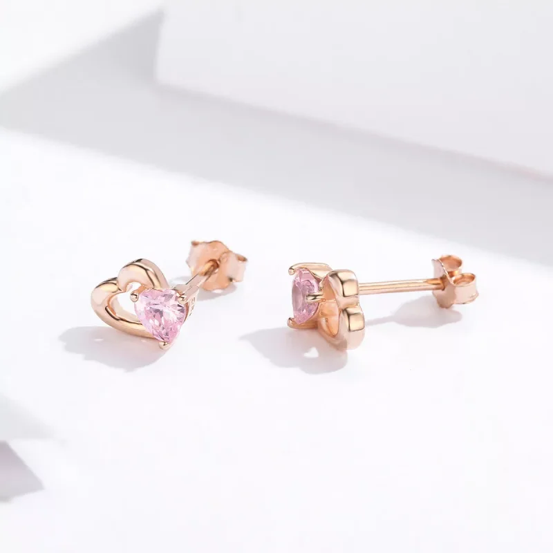 (resim) Pandora tarzı 14k rose altın kaplama Çarpıntı Çi̇vi̇ küpeler - SCE090-C - Görüntüle 4