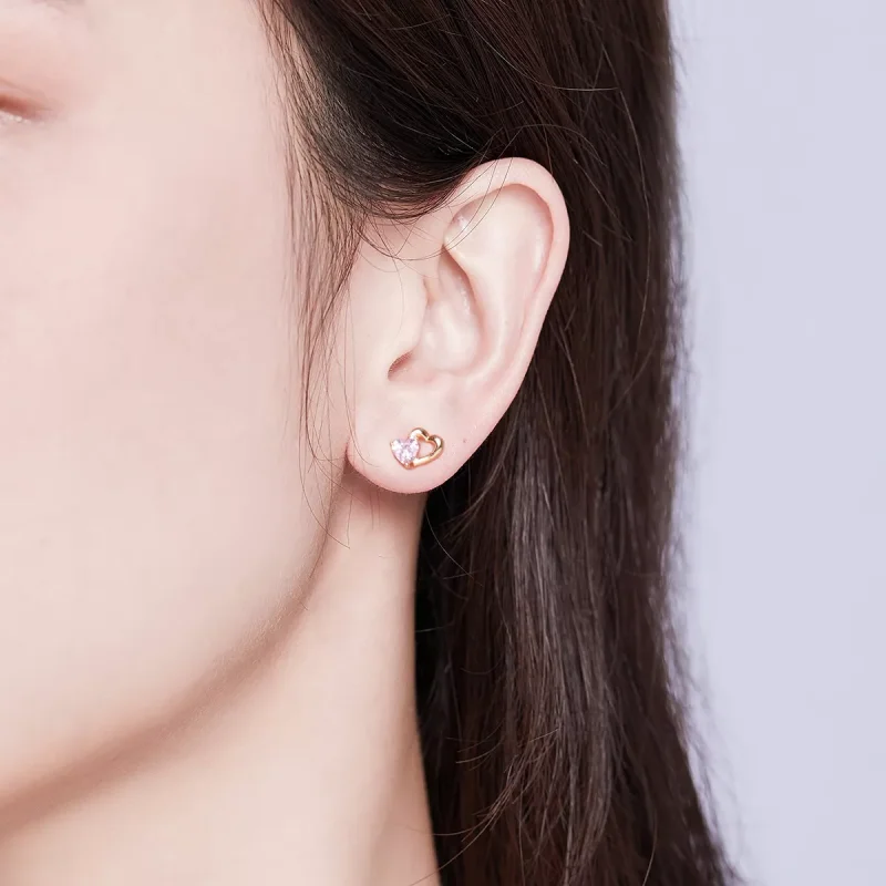 (resim) Pandora tarzı 14k rose altın kaplama Çarpıntı Çi̇vi̇ küpeler - SCE090-C - Görüntüle 5