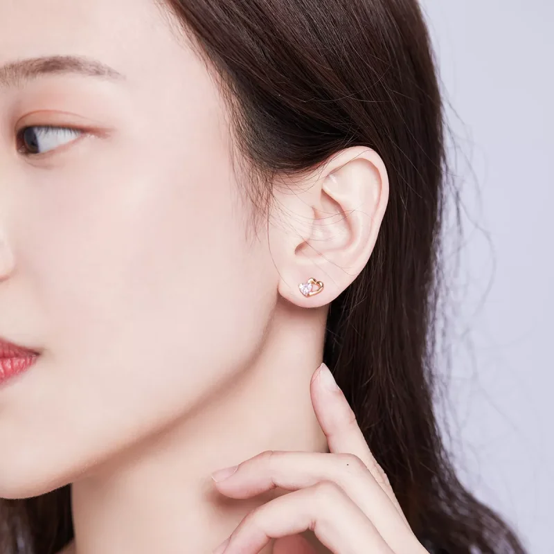 (resim) Pandora tarzı 14k rose altın kaplama Çarpıntı Çi̇vi̇ küpeler - SCE090-C - Görüntüle 6