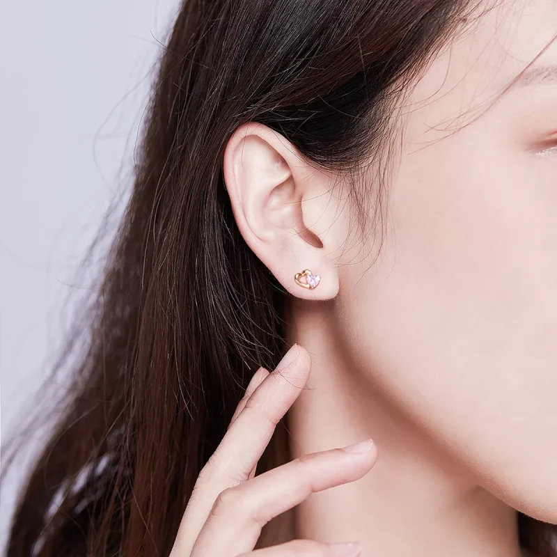 (resim) Pandora tarzı 14k rose altın kaplama Çarpıntı Çi̇vi̇ küpeler - SCE090-C - Görüntüle 7