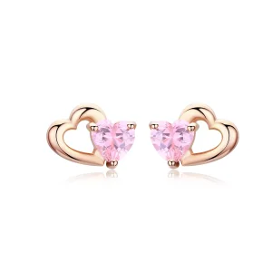 (resim) Pandora tarzı 14k rose altın kaplama Çarpıntı Çi̇vi̇ küpeler - SCE090-C
