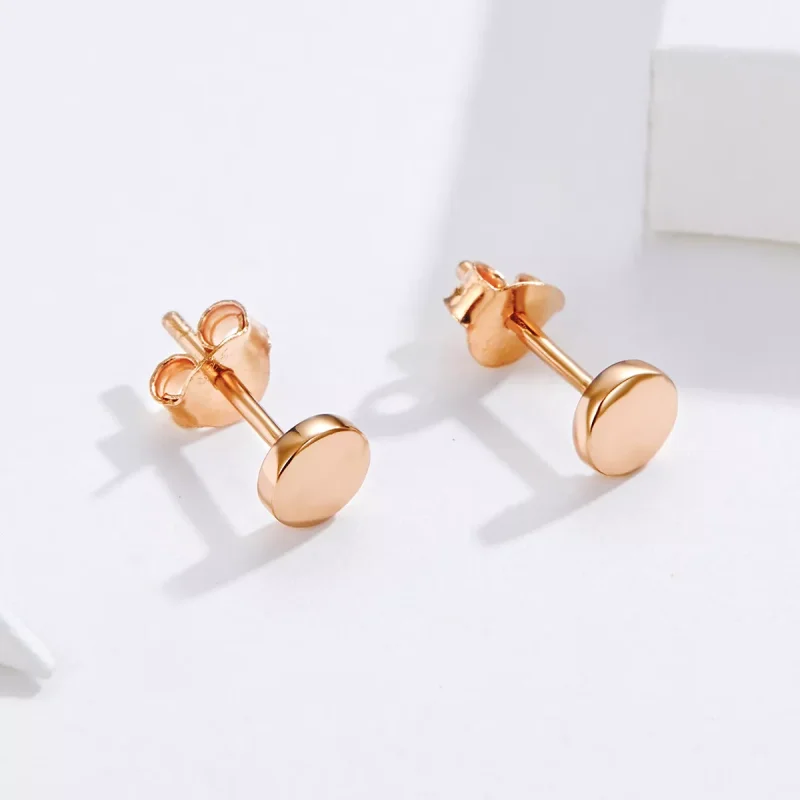 (resim) Pandora tarzı 14k rose altın kaplama Basit Fasulye Çi̇vi̇ küpeler - SCE705-C - Görüntüle 4