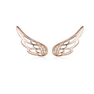 (resim) Pandora tarzı 14k rose altın kaplama Elf Kanatları Çi̇vi̇ küpeler - SCE343-C