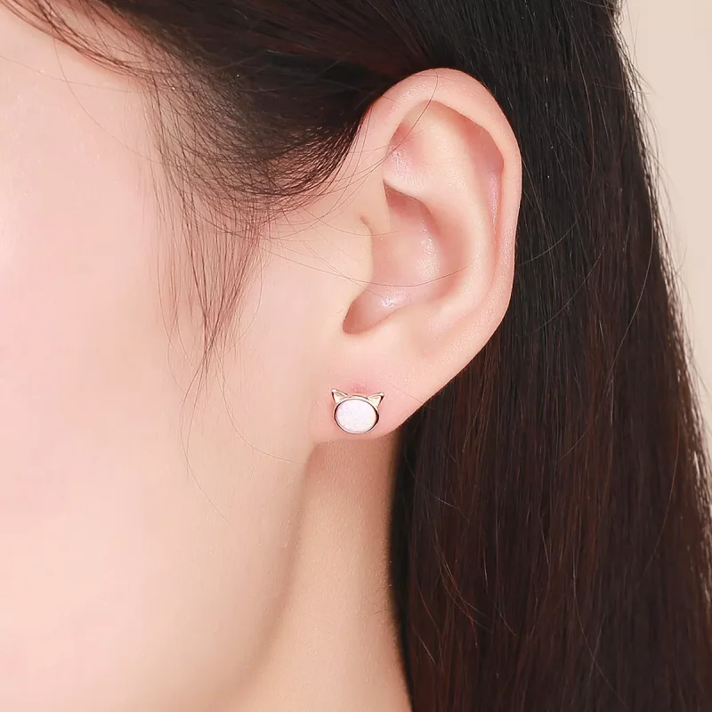 (resim) Pandora tarzı 14k rose altın kaplama miyav yıldızı Çi̇vi̇ küpeler - SCE538 - Görüntüle 4