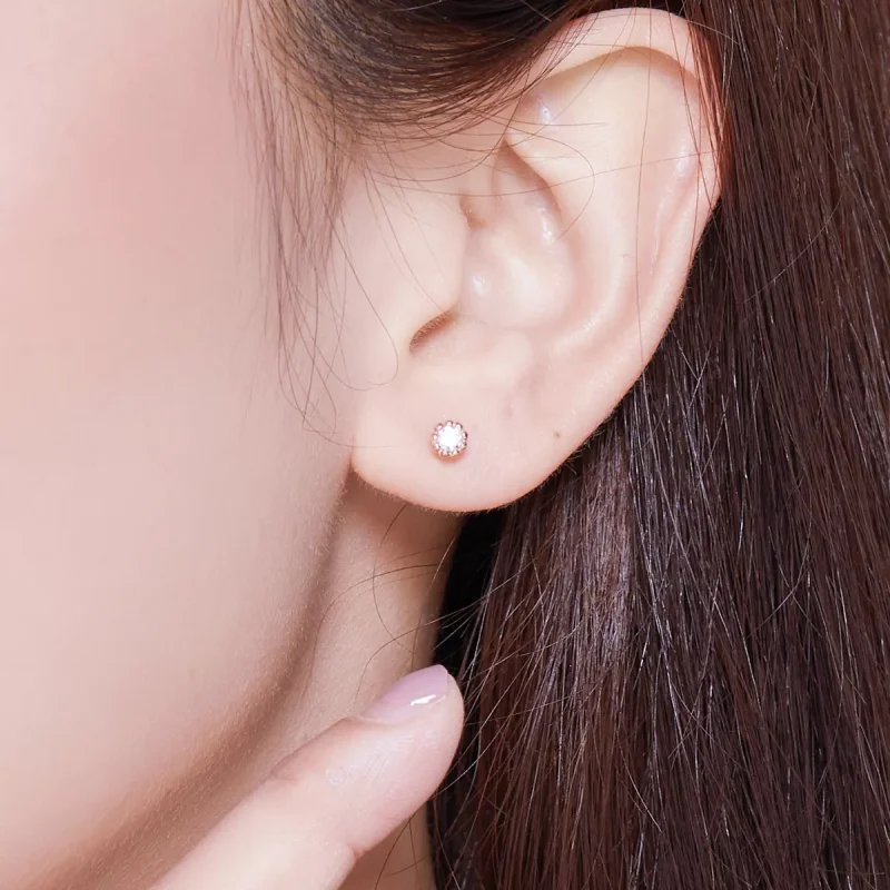 (resim) Pandora tarzı 14k rose altın kaplama nazik parlaklık Çi̇vi̇ küpeler - BSE219 - Görüntüle 6