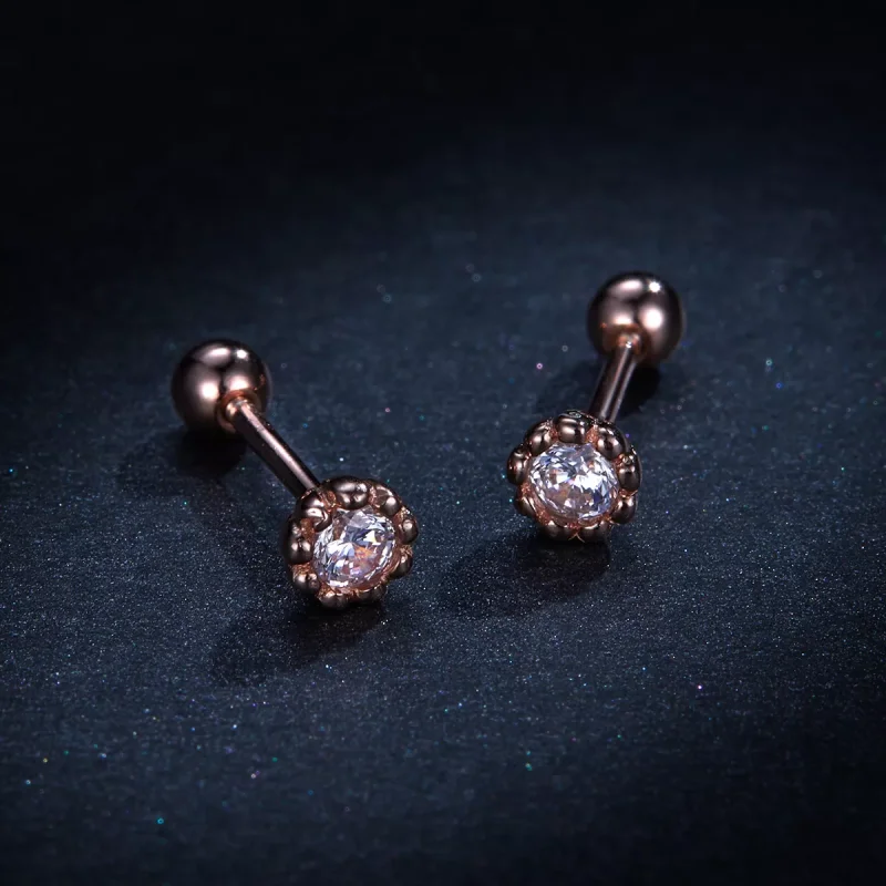 (resim) Pandora tarzı 14k rose altın kaplama nazik parlaklık Çi̇vi̇ küpeler - BSE219 - Görüntüle 9