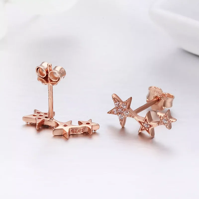 (resim) Pandora tarzı 14k rose altın kaplama Yıldızların Sırları Çi̇vi̇ küpeler - SCE291 - Görüntüle 5