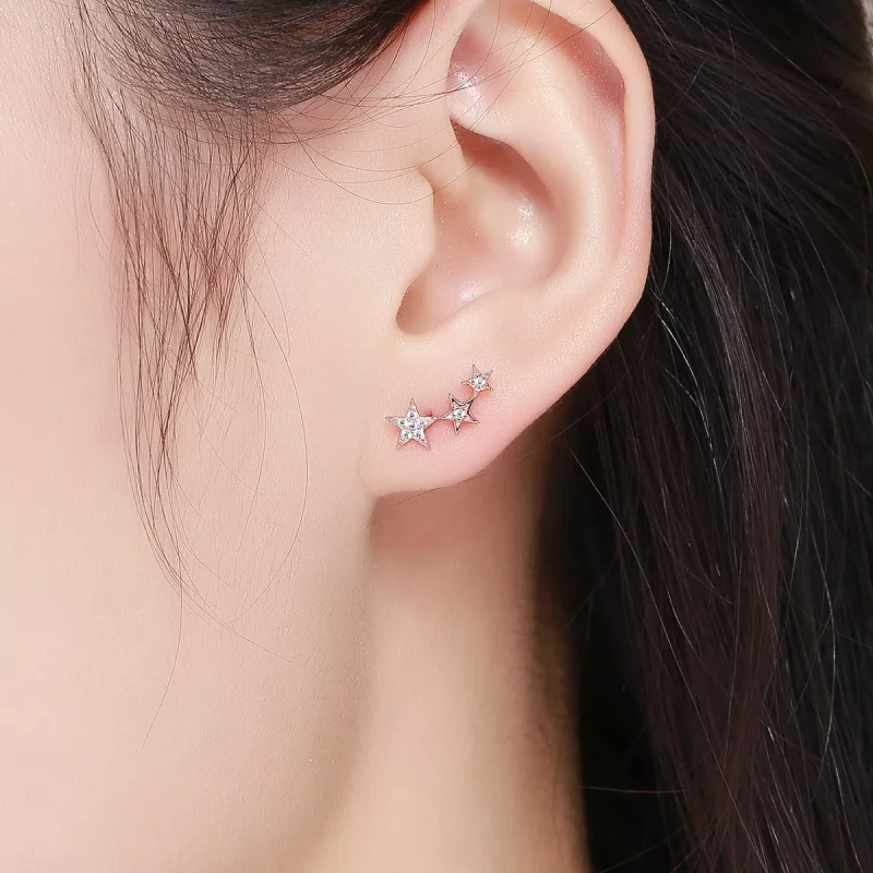 (resim) Pandora tarzı 14k rose altın kaplama Yıldızların Sırları Çi̇vi̇ küpeler - SCE291 - Görüntüle 6