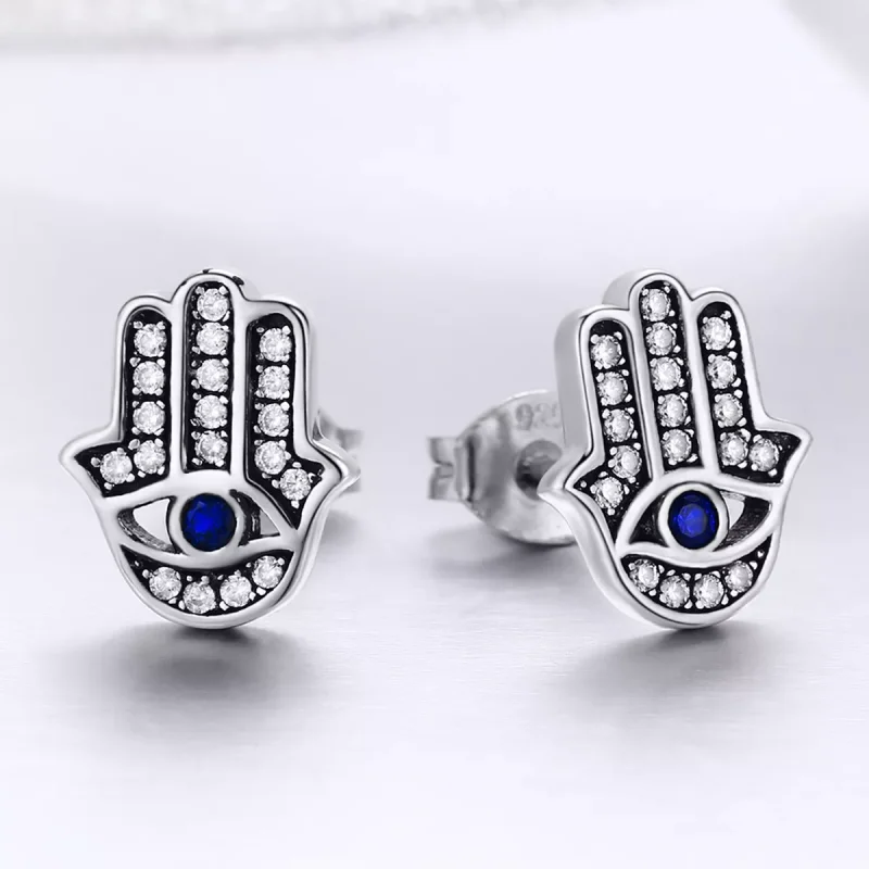 (resim) Pandora tarzı hamsa eli Çi̇vi̇ küpeler - SCE389 - Görüntüle 2