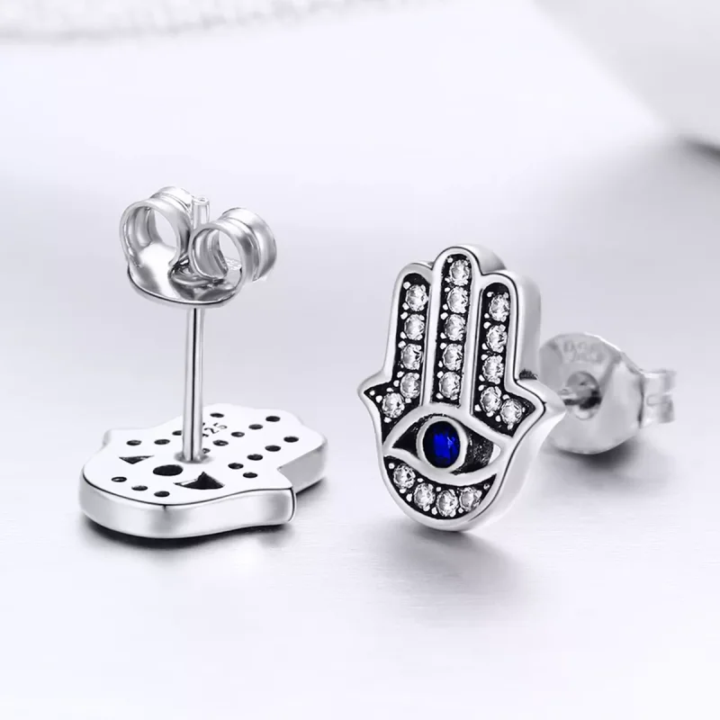 (resim) Pandora tarzı hamsa eli Çi̇vi̇ küpeler - SCE389 - Görüntüle 3