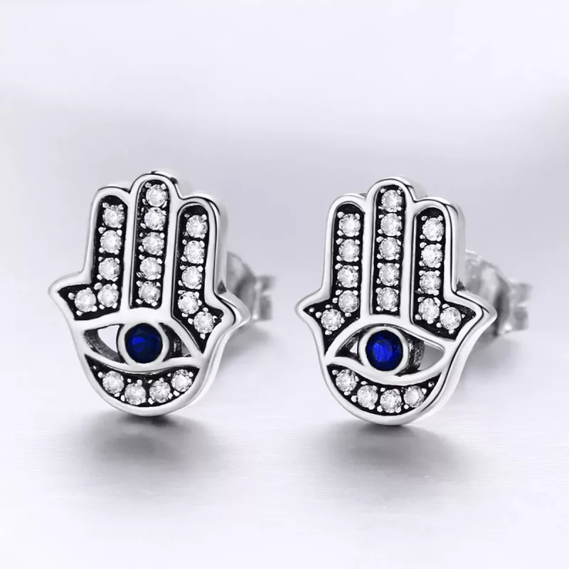(resim) Pandora tarzı hamsa eli Çi̇vi̇ küpeler - SCE389 - Görüntüle 5