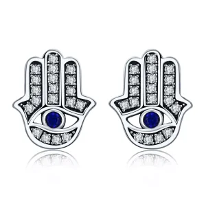 (resim) Pandora tarzı hamsa eli Çi̇vi̇ küpeler - SCE389