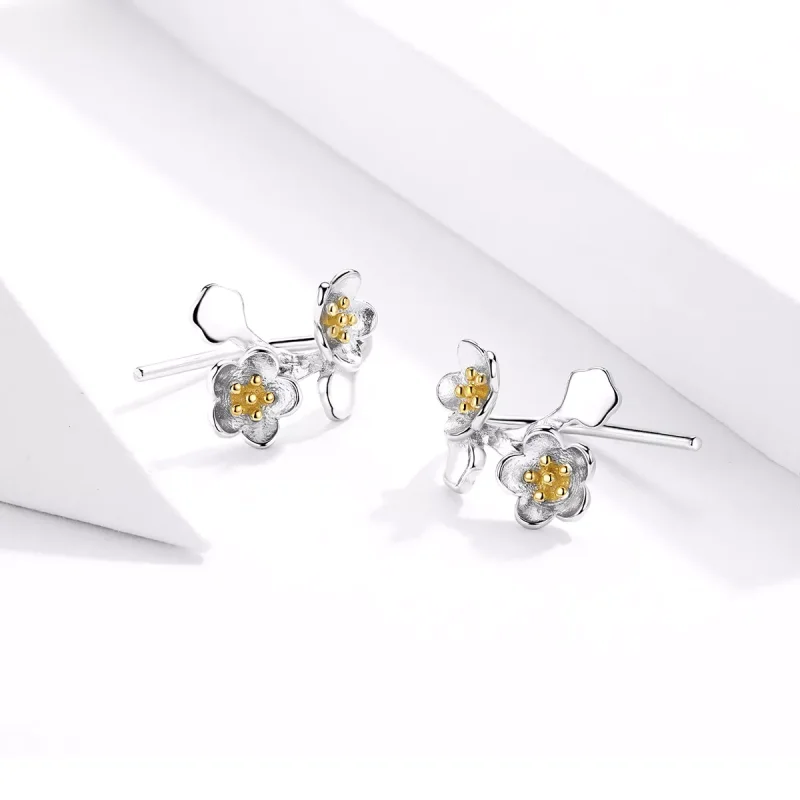 (resim) Pandora tarzı İki Renkli Sakura Çi̇vi̇ küpeler - SCE778 - Görüntüle 3