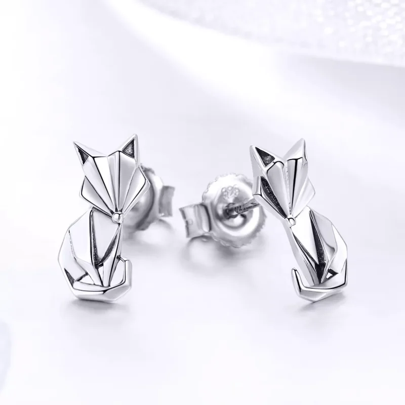 (resim) Pandora tarzı Origami Tilki Çi̇vi̇ küpeler - SCE526 - Görüntüle 3