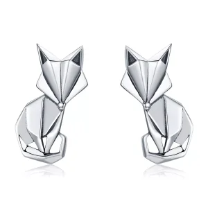 (resim) Pandora tarzı Origami Tilki Çi̇vi̇ küpeler - SCE526