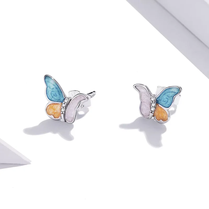 (resim) Pandora tarzı Üç Renkli Kelebek Çi̇vi̇ küpeler - SCE1156 - Görüntüle 2