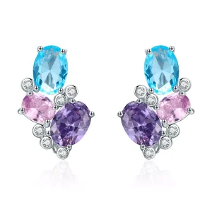 (resim) Pandora tarzı Renkli Zirkon Çi̇vi̇ küpeler - SCE579