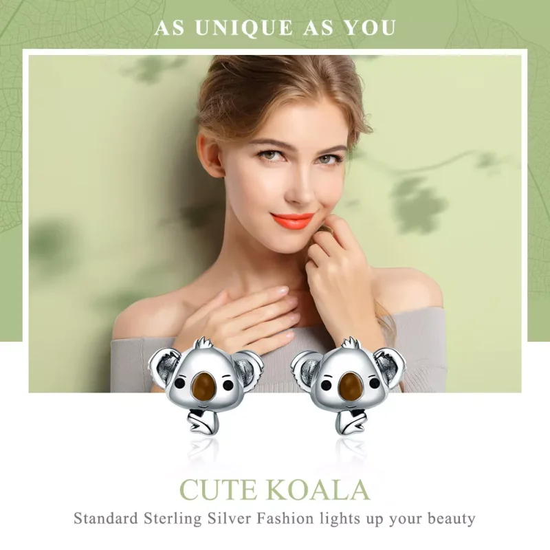 (resim) Pandora tarzı sevimli koala Çi̇vi̇ küpeler - SCE381 - Görüntüle 2
