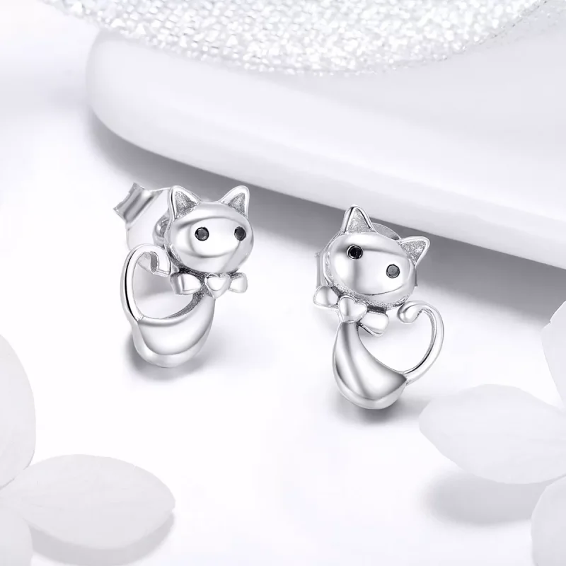 (resim) Pandora tarzı Yapışkan Kedi Çi̇vi̇ küpeler - SCE450 - Görüntüle 2