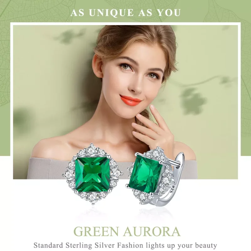 (resim) Pandora tarzı Yeşil Aurora Çi̇vi̇ küpeler - SCE540 - Görüntüle 2