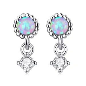 (resim) Pandora Stili Basit Opal Asılı Küpe - SCE1382
