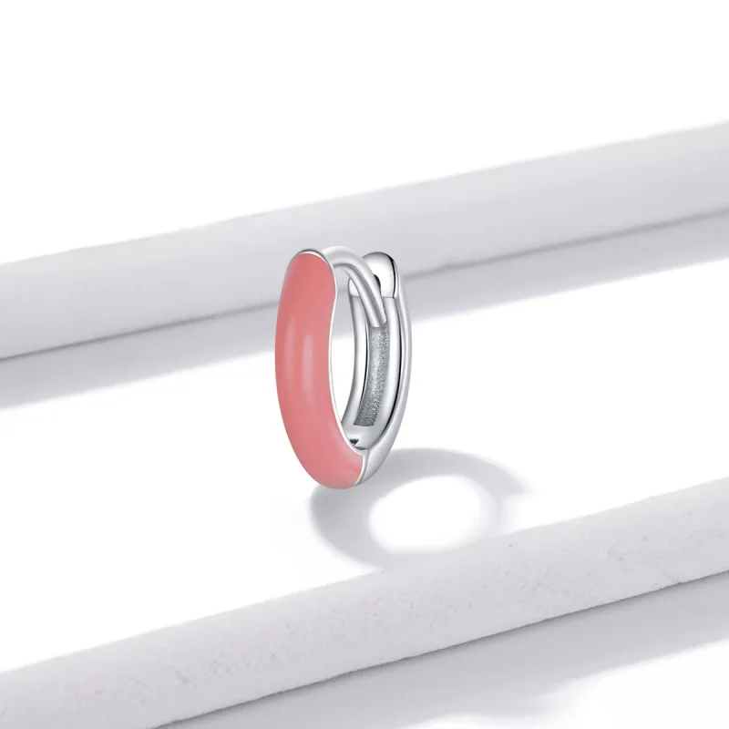 (resim) Pandora Stil Küçük Pembe Halka Küpe - BSE488-PK - Görüntüle 2