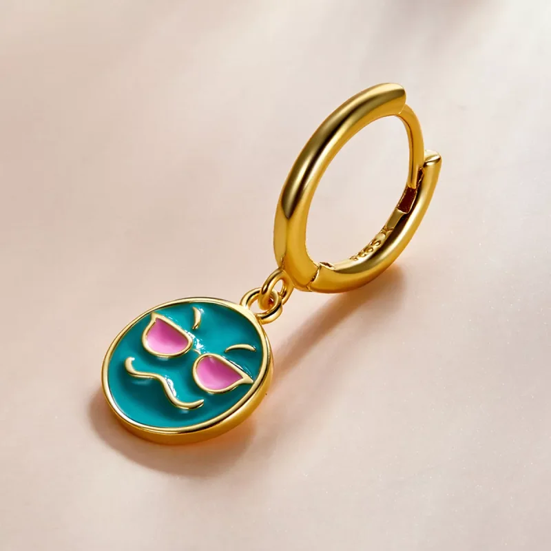 (resim) Pandora Stili Emoji - Cool Hoop Küpe - SCE1204-B - Görüntüle 2
