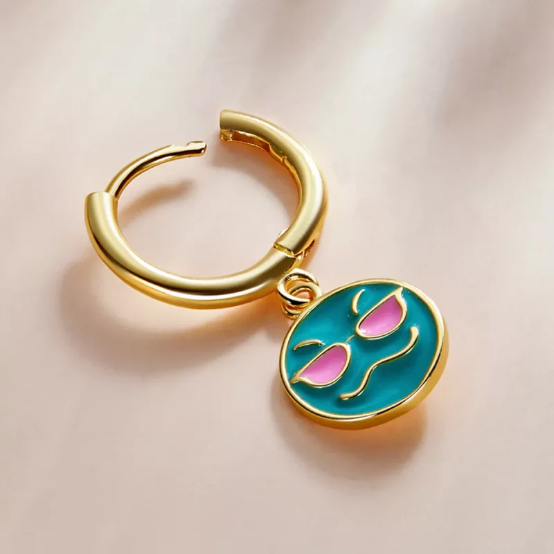 (resim) Pandora Stili Emoji - Cool Hoop Küpe - SCE1204-B - Görüntüle 3