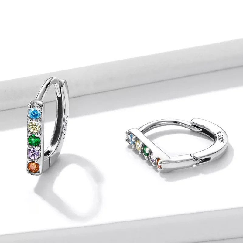 (resim) Pandora Stili Renkli Zirkon Hoop Küpe - BSE576 - Görüntüle 2