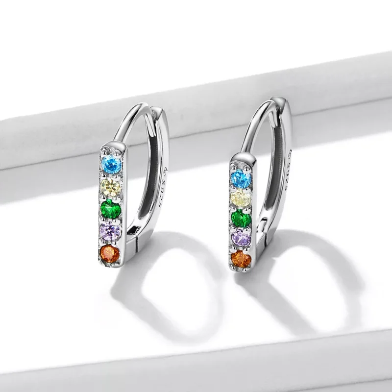 (resim) Pandora Stili Renkli Zirkon Hoop Küpe - BSE576 - Görüntüle 3