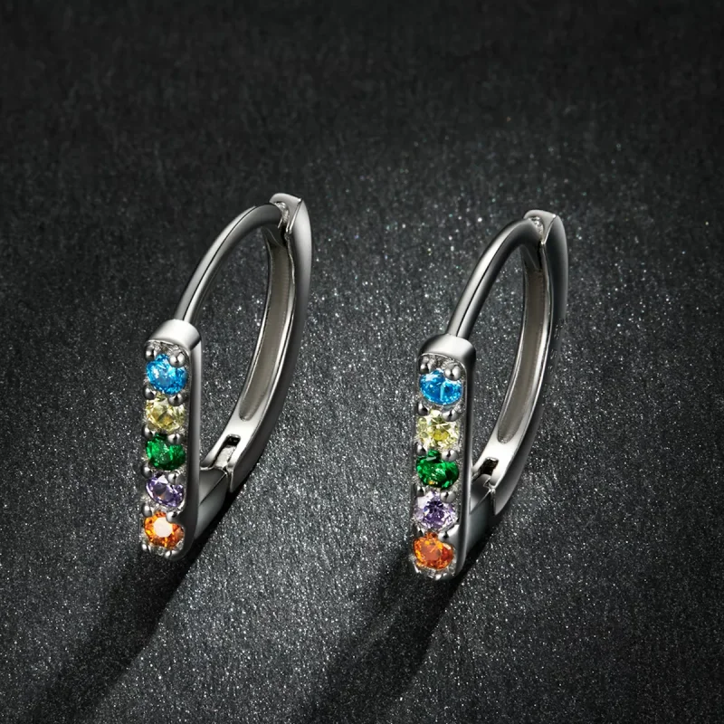 (resim) Pandora Stili Renkli Zirkon Hoop Küpe - BSE576 - Görüntüle 5