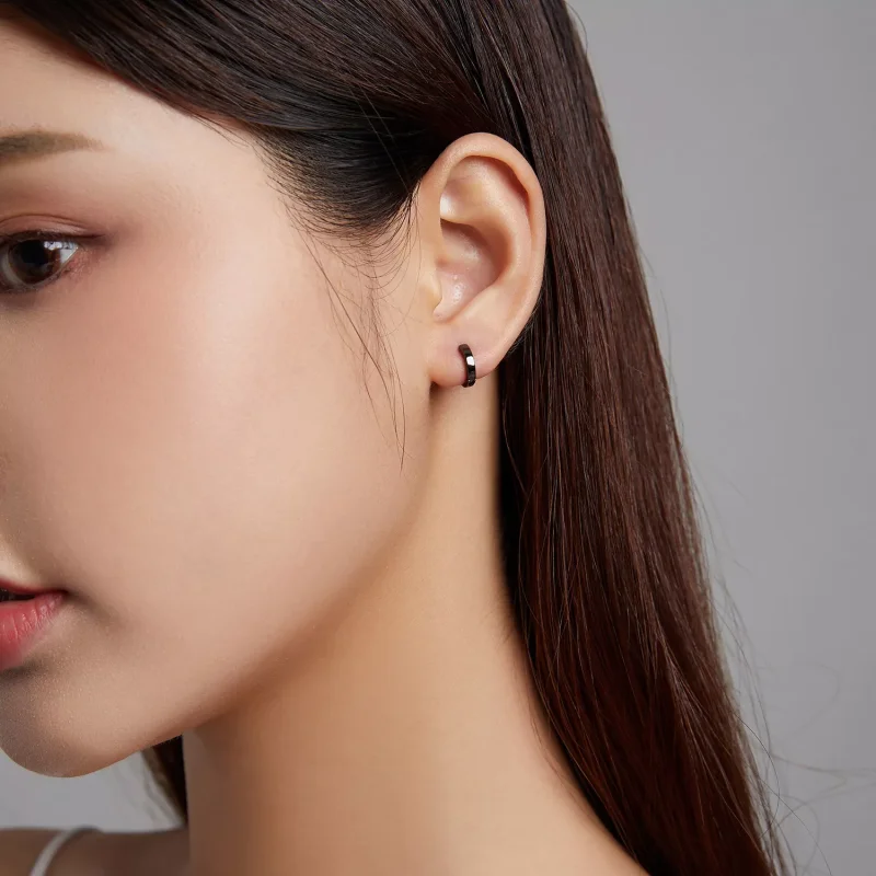 (resim) Pandora Stili Siyah Altın Hoop Küpeler - SCE1230 - Görüntüle 7