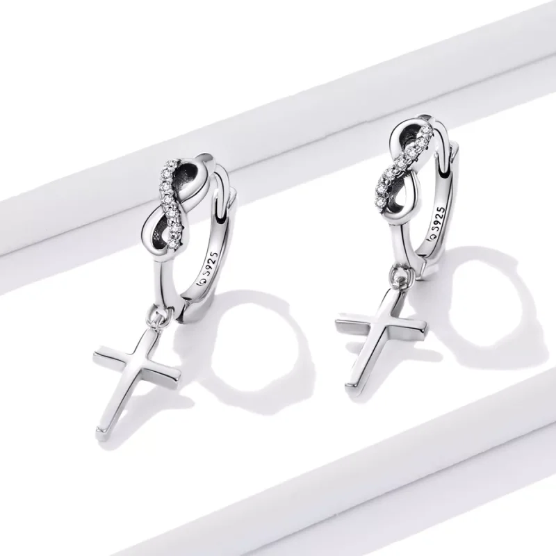 (resim) Pandora Tarzı Yaratıcı Haç Hoop Küpeler - BSE474 - Görüntüle 2